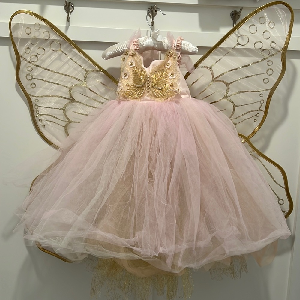 Pottery Barn Kids PBK pink and gold butterfly fairy costume size 2-3T